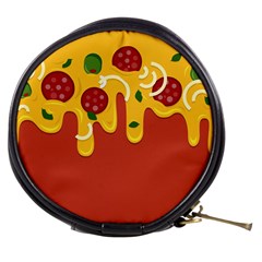 Pizza Topping Funny Modern Yellow Melting Cheese And Pepperonis Mini Makeup Bag by genx