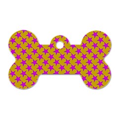 Pink Stars Pattern On Yellow Dog Tag Bone (two Sides)