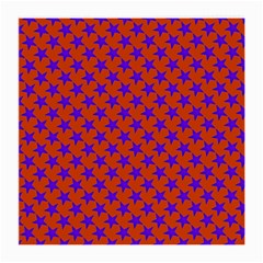 Purple Stars Pattern On Orange Medium Glasses Cloth (2-side) by BrightVibesDesign