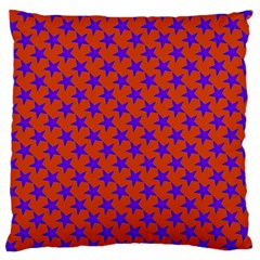 Purple Stars Pattern On Orange Large Cushion Case (one Side) by BrightVibesDesign