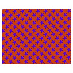 Purple Stars Pattern On Orange Double Sided Flano Blanket (medium)  by BrightVibesDesign