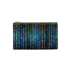 Binary Null One Digital Blue Cosmetic Bag (small) by Pakrebo