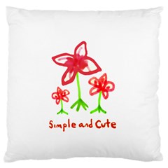 Flowers And Cute Phrase Pencil Drawing Large Flano Cushion Case (one Side) by dflcprintsclothing