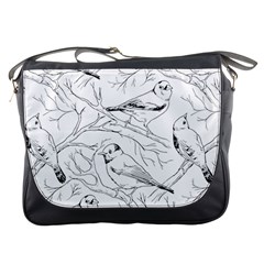 Birds Hand Drawn Outline Black And White Vintage Ink Messenger Bag by genx