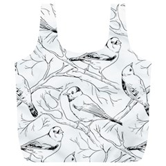 Birds Hand Drawn Outline Black And White Vintage Ink Full Print Recycle Bag (xl) by genx