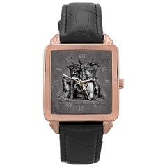 Odin Throne Marble Clock Black 15 10 10 100 Rose Gold Leather Watch  by snek