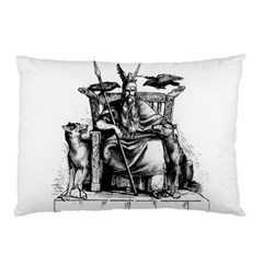 Odin On His Throne With Ravens Wolf On Black Stone Texture Pillow Case (two Sides) by snek