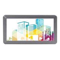 Silhouette Cityscape Building Icon Color City Memory Card Reader (mini) by Sudhe