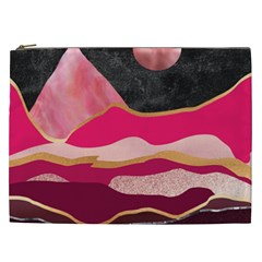 Pink And Black Abstract Mountain Landscape Cosmetic Bag (xxl)