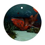 Awesome Mechanical Whale In The Deep Ocean Ornament (Round) Front