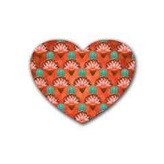Background Floral Pattern Red Heart Coaster (4 Pack)  by HermanTelo