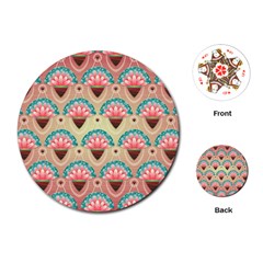 Background Floral Pattern Pink Playing Cards (round) by HermanTelo