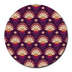 Background Floral Pattern Purple Round Mousepads by HermanTelo