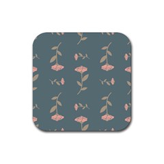 Florets Rose Flower Rubber Coaster (square)  by HermanTelo