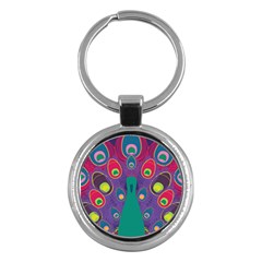 Peacock Bird Animal Feathers Key Chains (round)  by HermanTelo