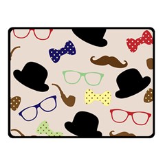 Moustache Hat Bowler Double Sided Fleece Blanket (small)  by HermanTelo