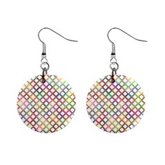 Grid Colorful Multicolored Square Mini Button Earrings by HermanTelo