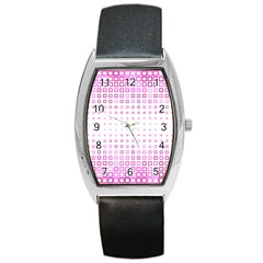 Square Pink Pattern Decoration Barrel Style Metal Watch
