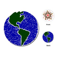 Globe Drawing Earth Ocean Playing Cards (round) by HermanTelo