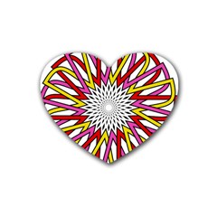 Sun Abstract Mandala Heart Coaster (4 Pack)  by HermanTelo