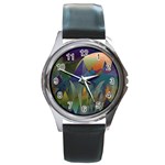 Mountains Abstract Mountain Range Round Metal Watch