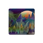 Mountains Abstract Mountain Range Square Magnet