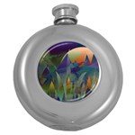 Mountains Abstract Mountain Range Round Hip Flask (5 oz)