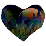 Mountains Abstract Mountain Range Large 19  Premium Flano Heart Shape Cushions