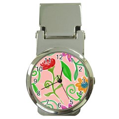 Background Colorful Floral Flowers Money Clip Watches by HermanTelo
