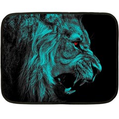 Angry Male Lion Predator Carnivore Double Sided Fleece Blanket (mini)  by Sudhe