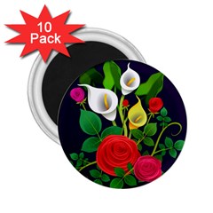 Flowers Charter Flowery Bouquet 2 25  Magnets (10 Pack) 