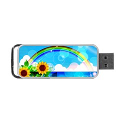 Sunflower And Rainbow Ocean Bokeh Portable Usb Flash (two Sides) by Pakrebo