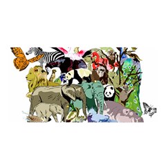 Zoo Animals Peacock Lion Hippo Satin Wrap by Pakrebo