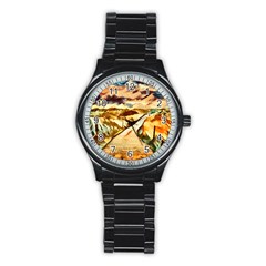 Painting Expressive Colors Texture Stainless Steel Round Watch