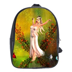 Beautiful Fairy With Wonderful Flowers School Bag (xl) by FantasyWorld7