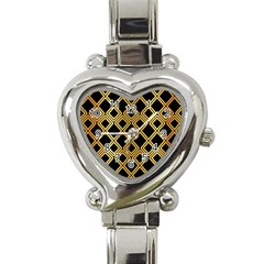 Arabic Pattern Gold And Black Heart Italian Charm Watch by Nexatart