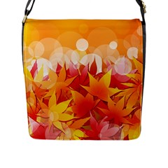 Autumn Background Maple Leaves Bokeh Flap Closure Messenger Bag (l) by Nexatart