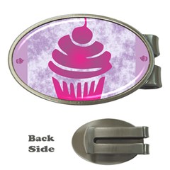 Cupcake Food Purple Dessert Baked Money Clips (oval)  by HermanTelo