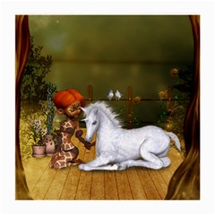 Cute Fairy With Unicorn Foal Medium Glasses Cloth by FantasyWorld7