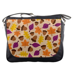 Acorn Leaves Pattern Messenger Bag by HermanTelo