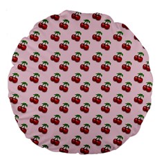Retro Pink Cherries Large 18  Premium Flano Round Cushions by snowwhitegirl