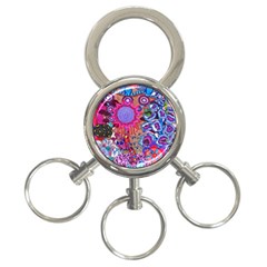 Red Flower Abstract  3-ring Key Chain by okhismakingart