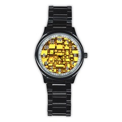 Cubes Grid Geometric 3d Square Stainless Steel Round Watch