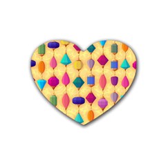 Colorful Background Stones Jewels Rubber Coaster (heart) 