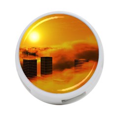 City Sun Clouds Smog Sky Yellow 4-port Usb Hub (one Side) by HermanTelo