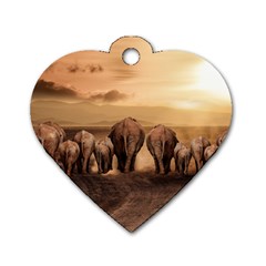 Elephant Dust Road Africa Savannah Dog Tag Heart (one Side) by HermanTelo