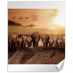 Elephant Dust Road Africa Savannah Canvas 11  X 14  by HermanTelo