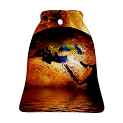 Earth Globe Water Fire Flame Bell Ornament (two Sides) by HermanTelo