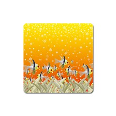 Fish Snow Coral Fairy Tale Square Magnet by HermanTelo
