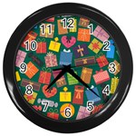 Presents Gifts Background Colorful Wall Clock (Black)